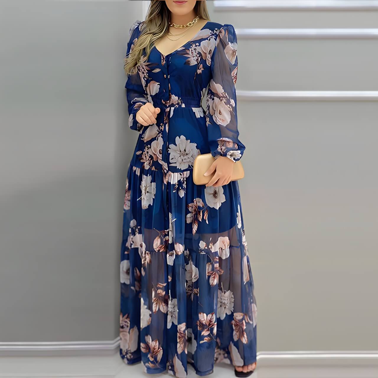 Vestido Longo Manga Comprida Vannes
