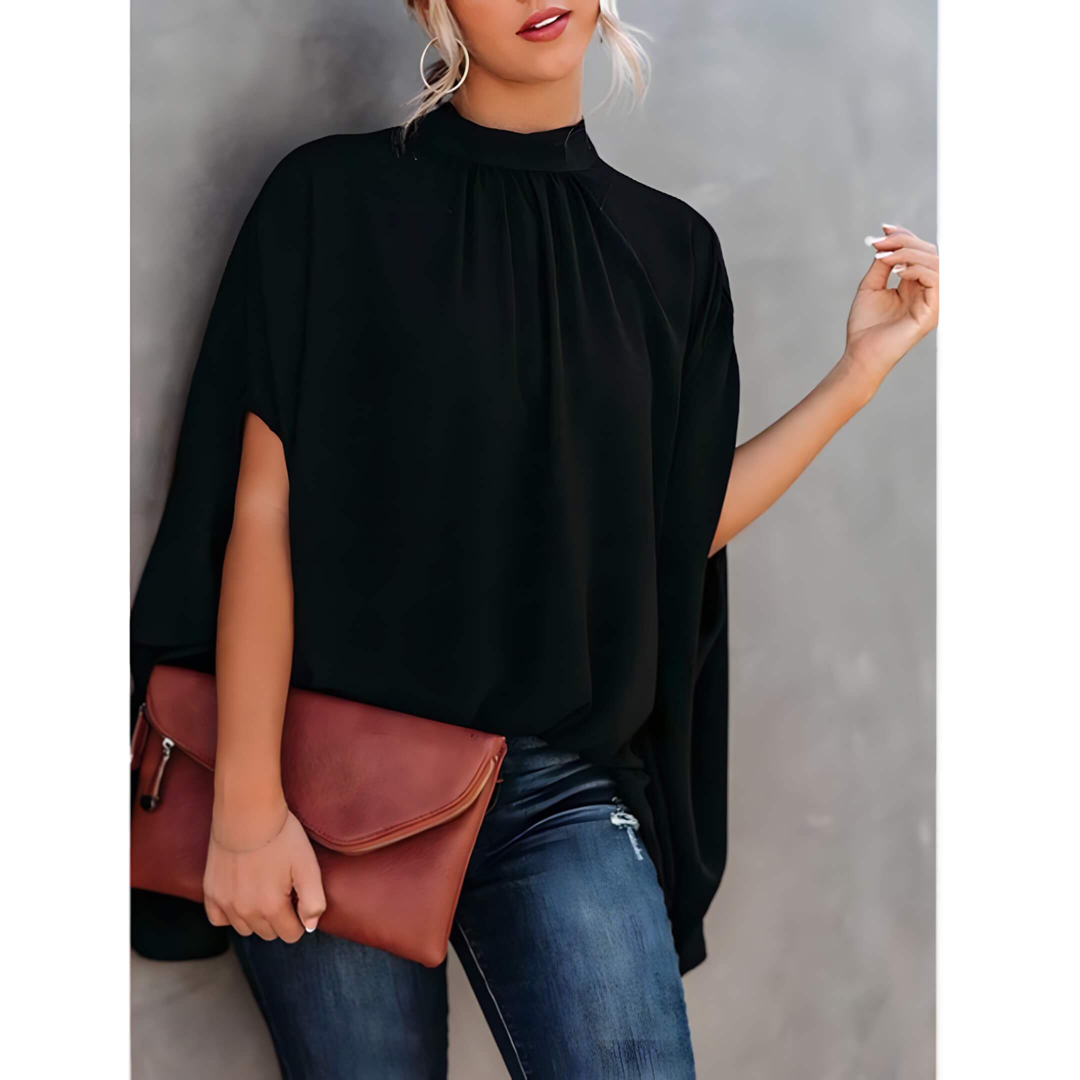 Blusa de Gola Alta Maxi