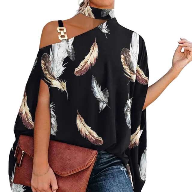 Blusa Gola Alta e Ombro Aberto Blenda