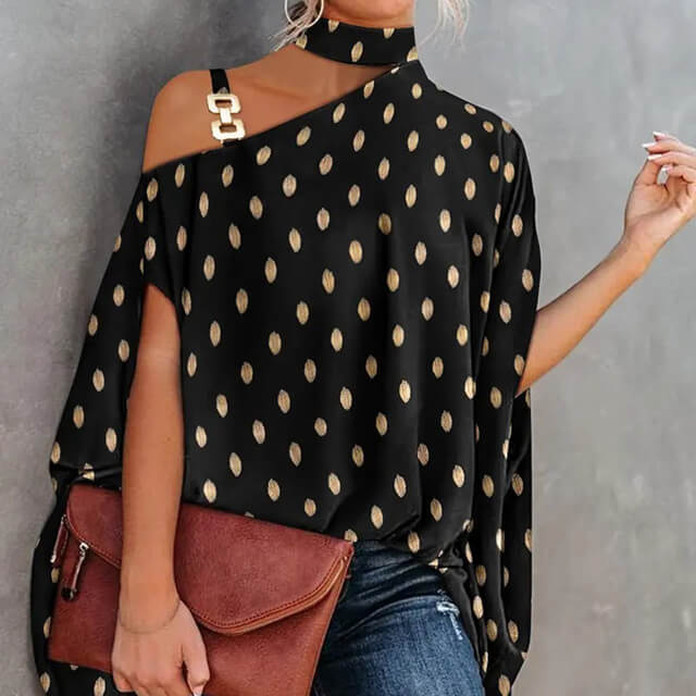 Blusa Gola Alta e Ombro Aberto Blenda