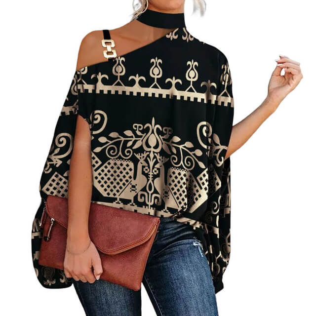 Blusa Gola Alta e Ombro Aberto Blenda