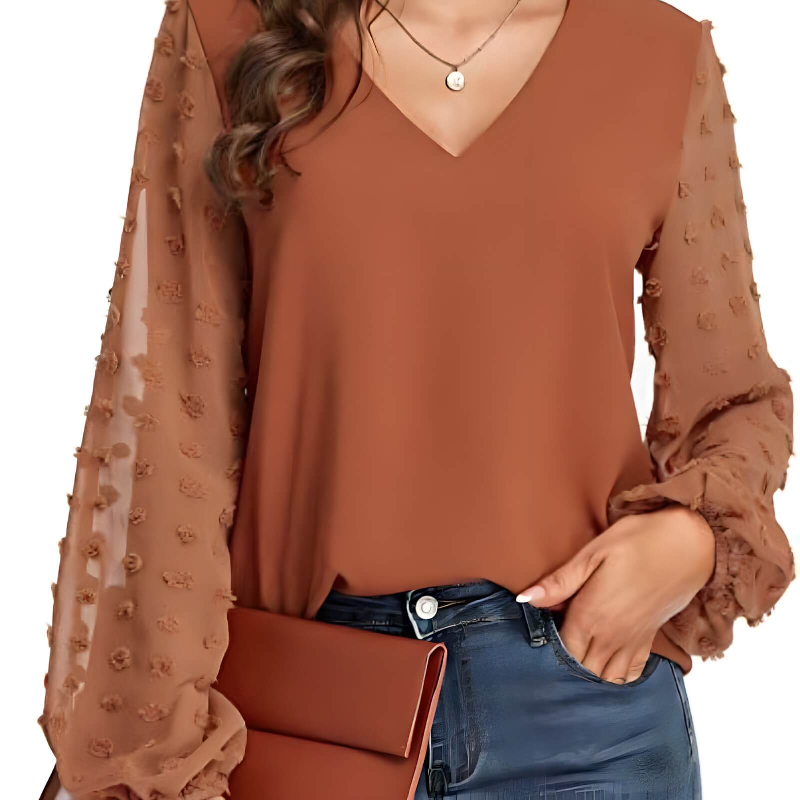 Blusa Casual de Chiffon Ruda