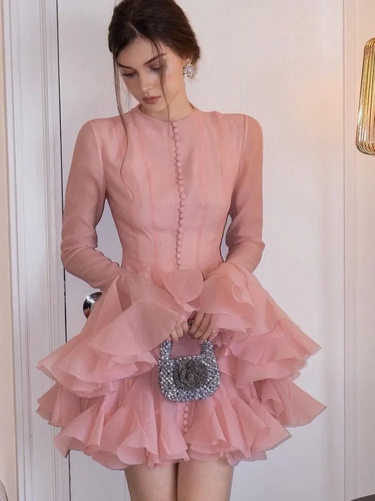 Vestido Manga Longa Com Babados Modern Louise
