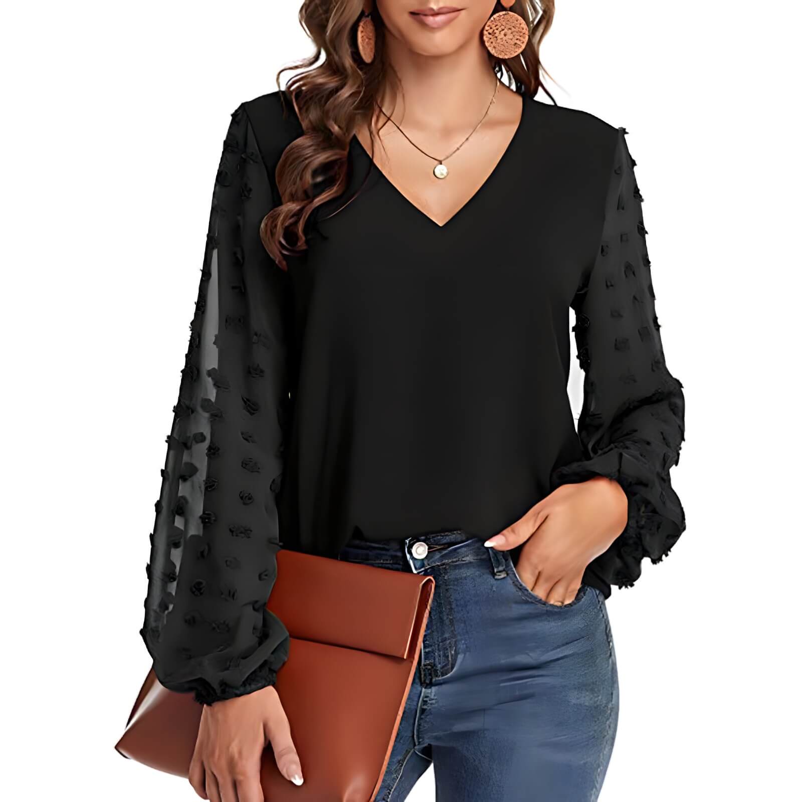 Blusa Casual de Chiffon Ruda