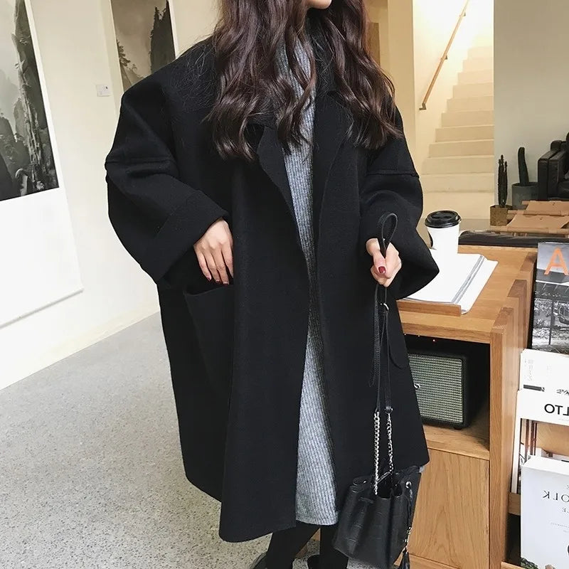Casaco Feminino Oversized de Lã Batida Junia
