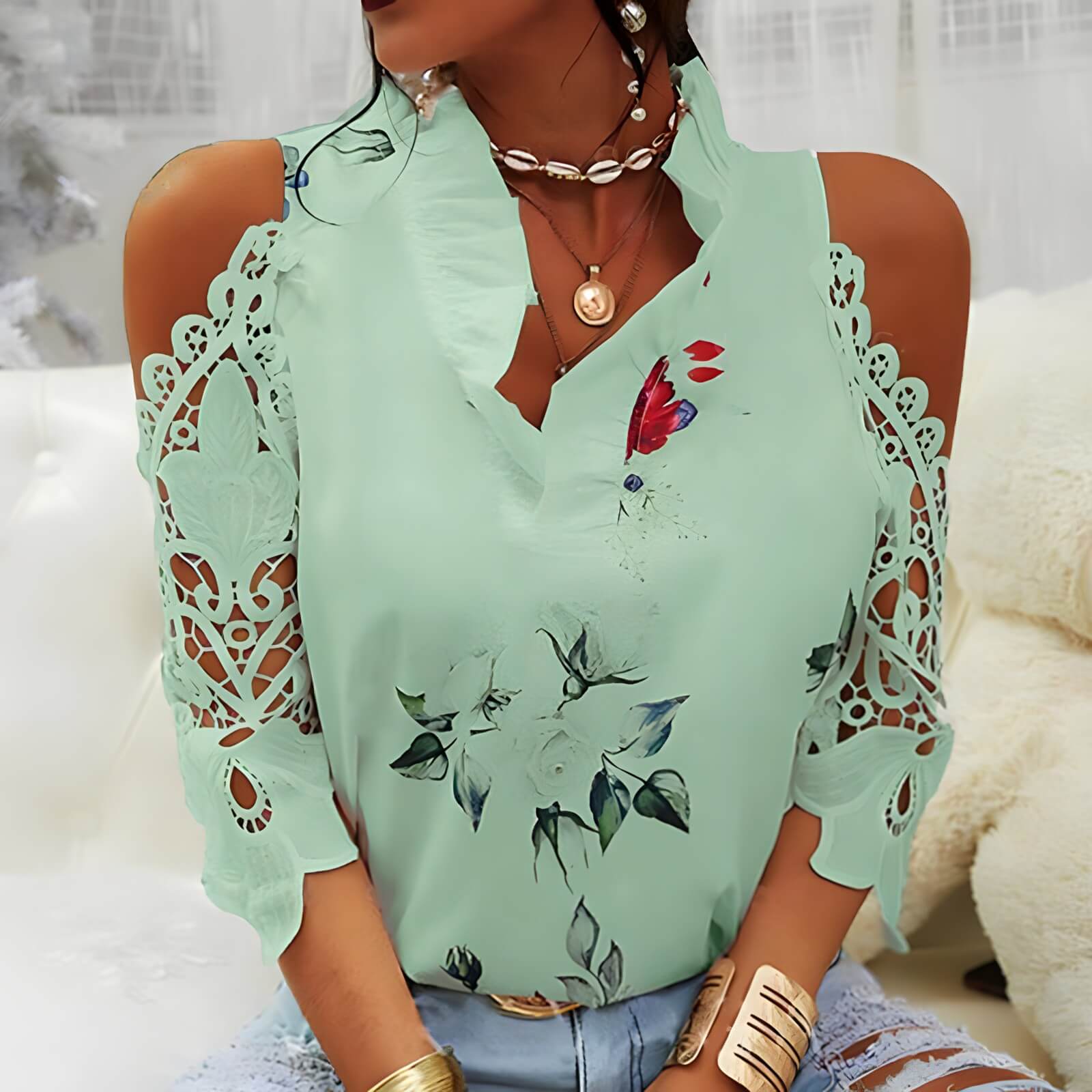 Blusa Casual Ombro Aberto Agapanto