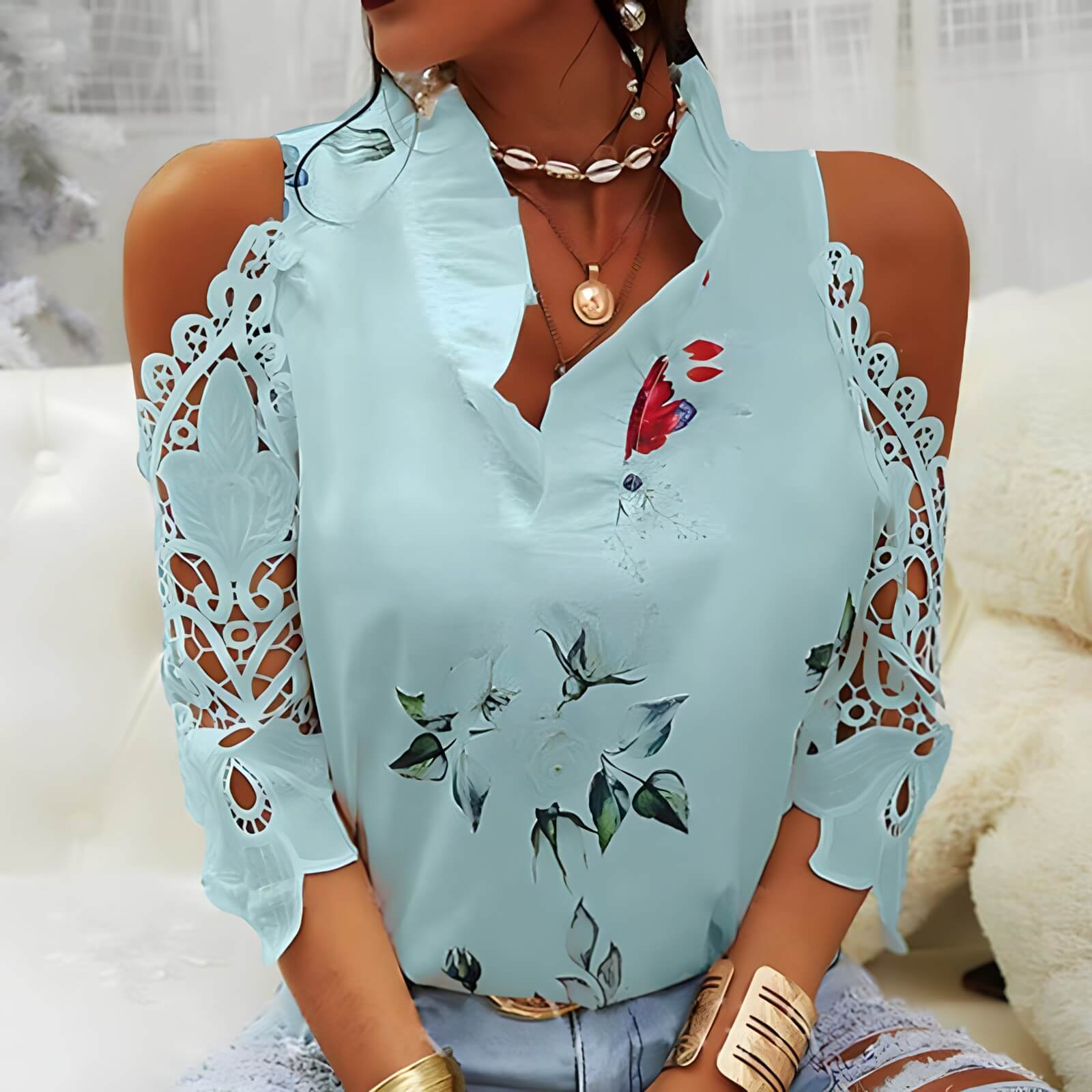 Blusa Casual Ombro Aberto Agapanto