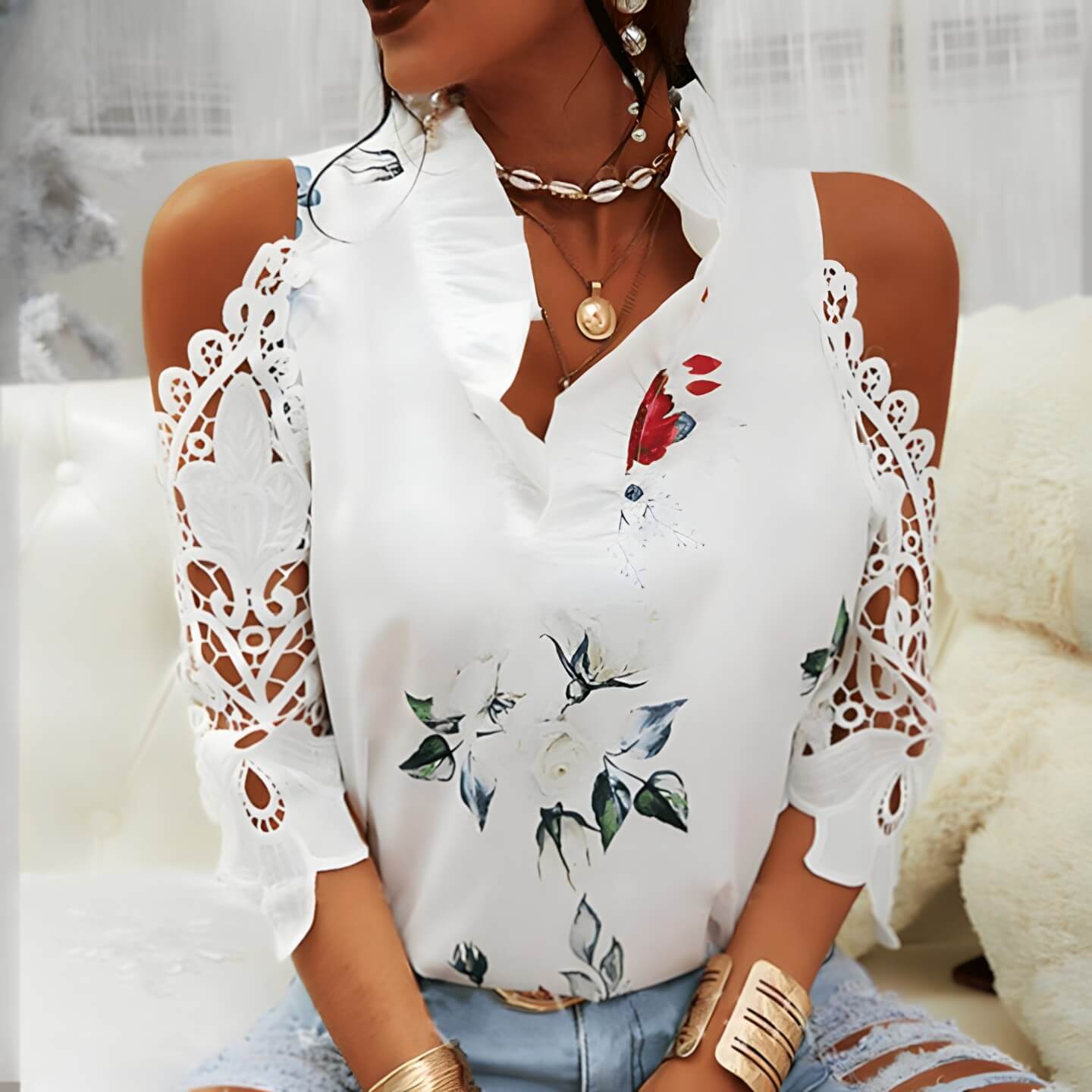 Blusa Casual Ombro Aberto Agapanto