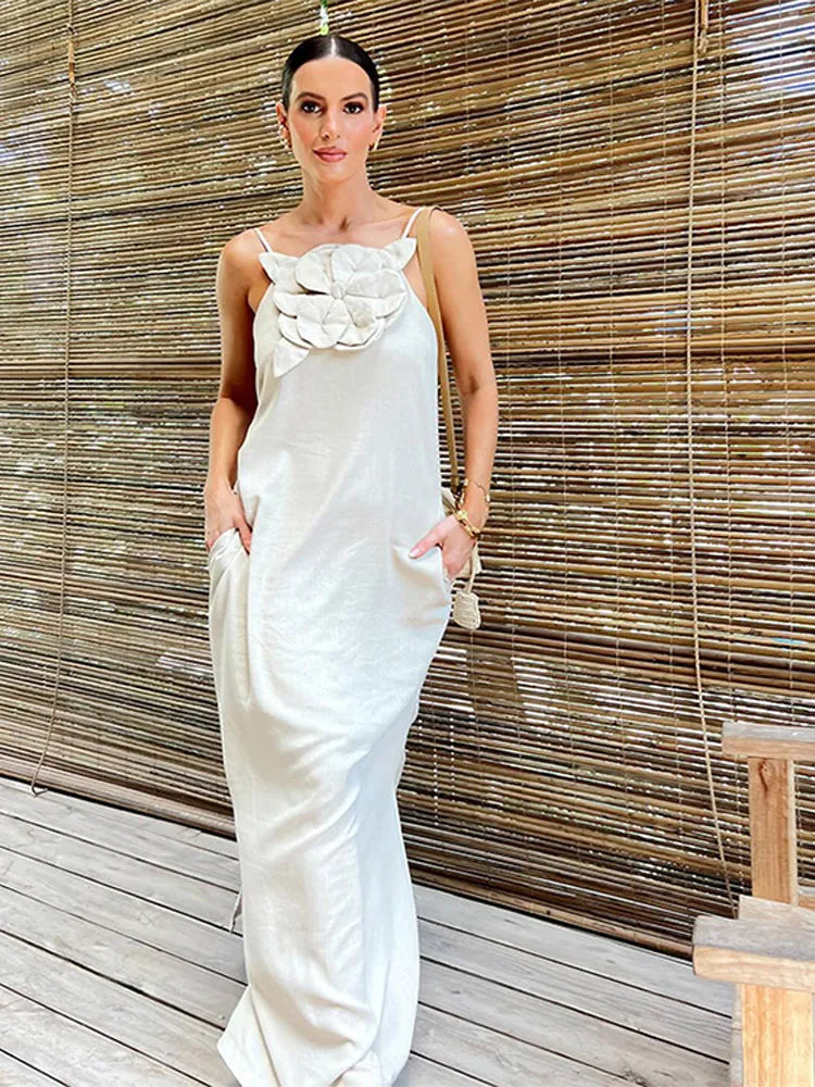 Vestido de Verão Longo Modern Maldivas com Flor