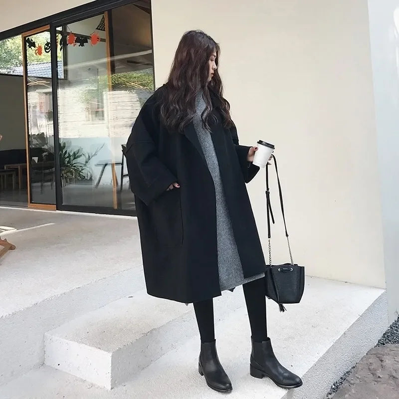 Casaco Feminino Oversized de Lã Batida Junia