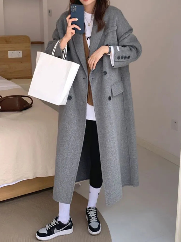 Casaco Feminino Longo de Lã Batida Hyaci