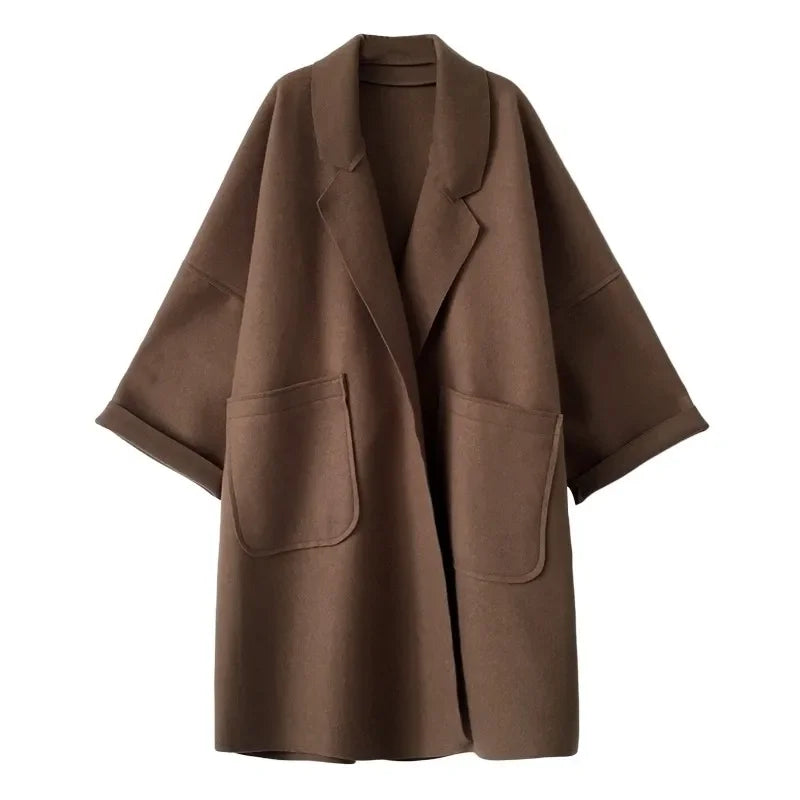 Casaco Feminino Oversized de Lã Batida Junia