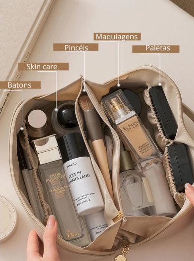 Cosmetico Bag - Bolsa em Couro Organizadora de Skin Care e Maquiagens