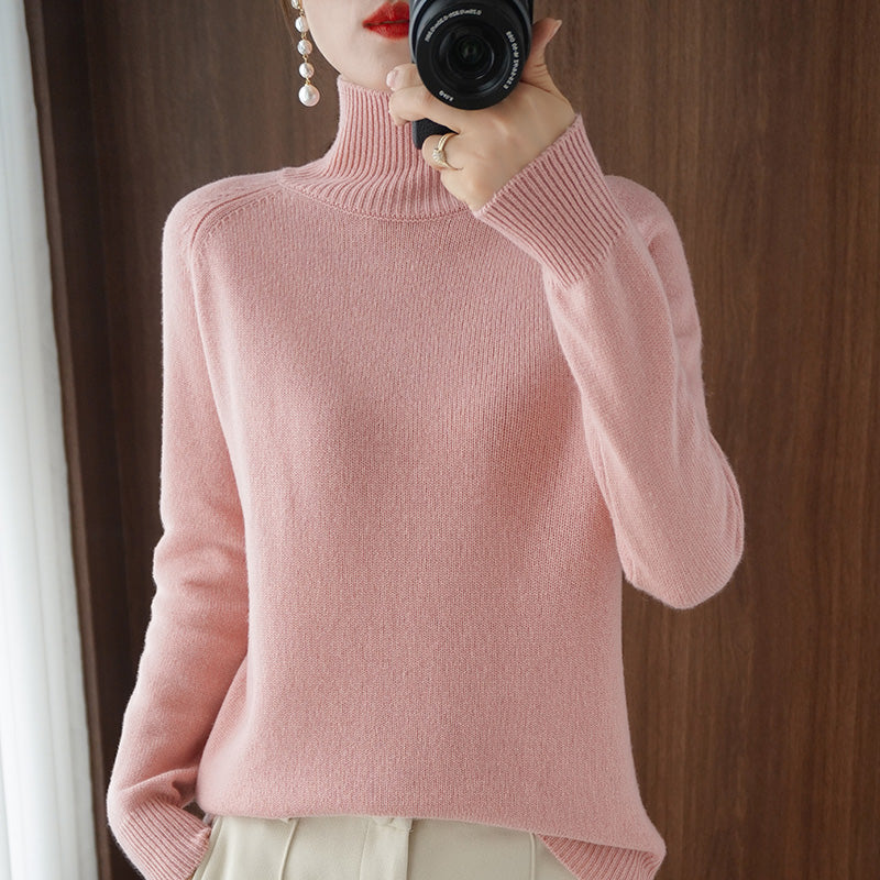 Suéter Feminino de Caxemira Gola Alta Modern Elegance
