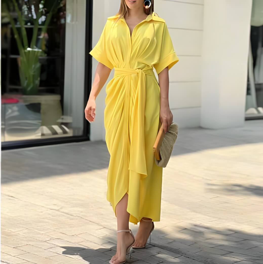 Vestido Mídi com Abotoamento Moderne