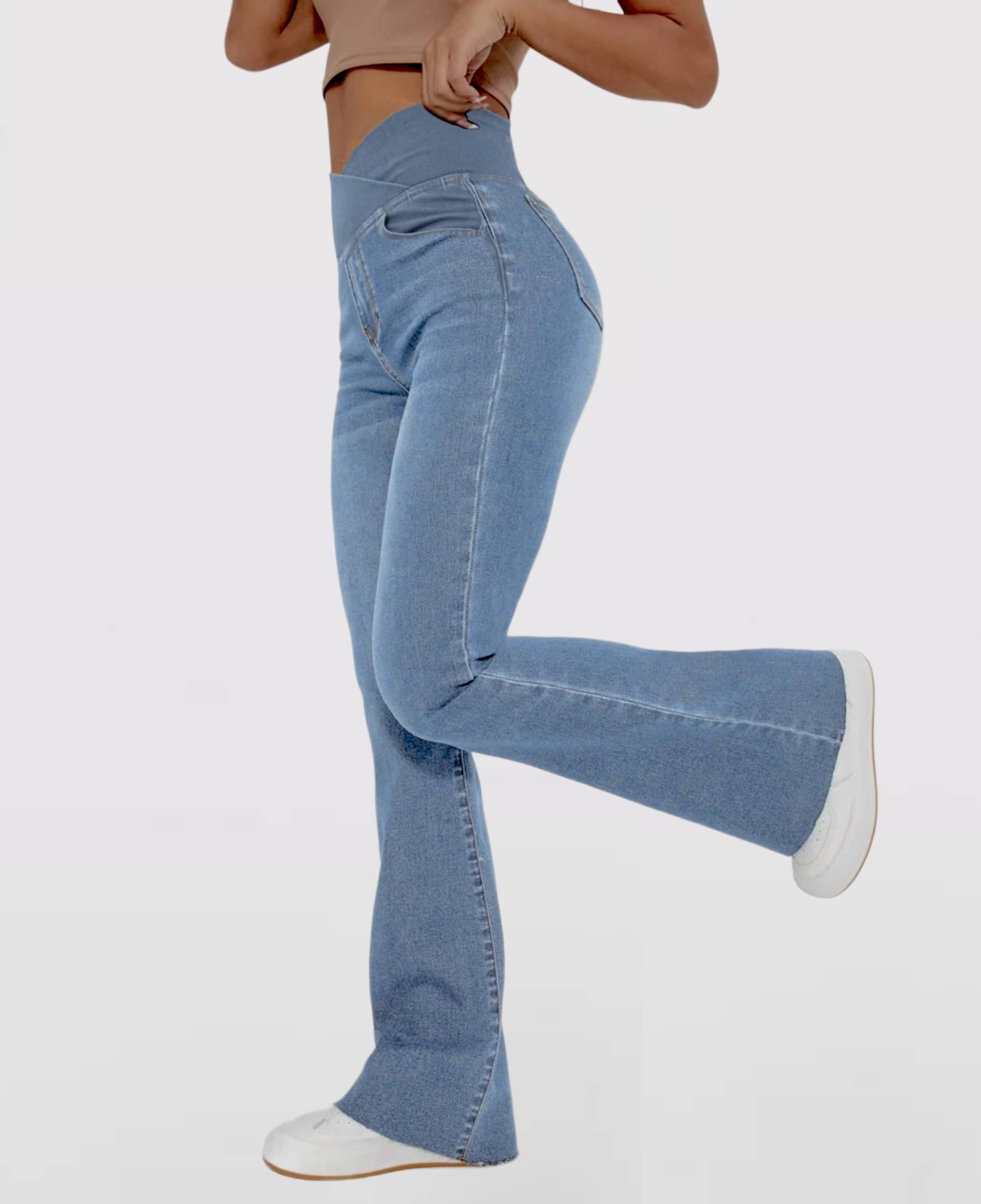Calça Jeans Mab Wide Leg - Cintura Alta Cruzada